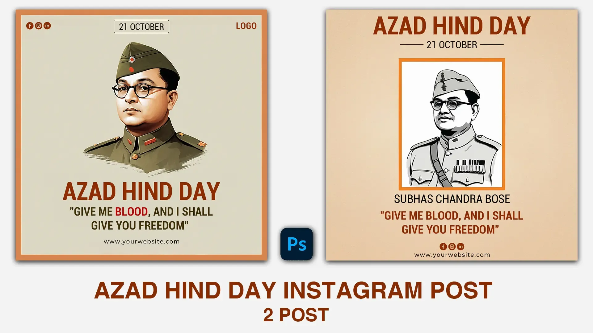 Heroic Legacy of Subhas Chandra Bose Azad Hind Day Instagram Post